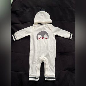 Penguin Infant Romper with Matching Beanie